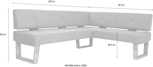 Colțar de bucătărie Ponza cu baza din lemn si tapiterie maro 201x161 cm