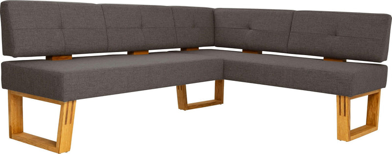 Colțar de bucătărie Ponza cu baza din lemn si tapiterie maro 201x161 cm - LunaHome.ro