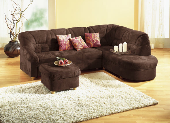 Colțar elegant din microvelur maro extensibil 143x224 cm - LunaHome.ro