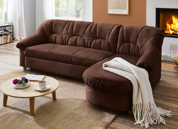 Colțar elegant din microvelur maro extensibil 143x224 cm - LunaHome.ro