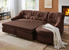 Colțar elegant din microvelur maro extensibil 143x224 cm - LunaHome.ro