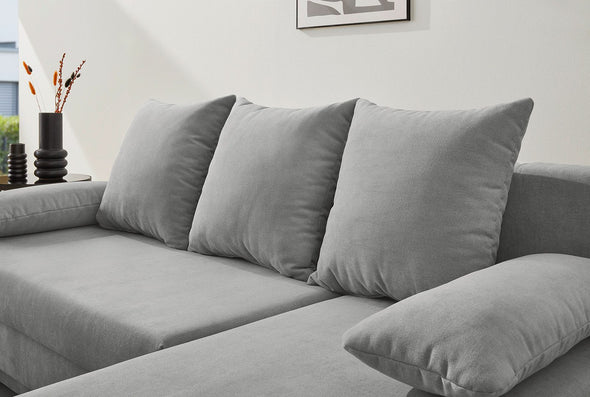 Colțar extensibil Jockenhöfer reversibil gri deschis cu depozitare 191x142 cm - LunaHome.ro