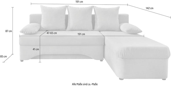 Colțar extensibil Jockenhöfer reversibil gri deschis cu depozitare 191x142 cm - LunaHome.ro
