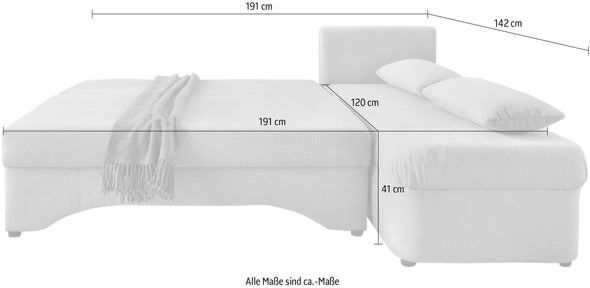 Colțar extensibil Jockenhöfer reversibil gri deschis cu depozitare 191x142 cm - LunaHome.ro