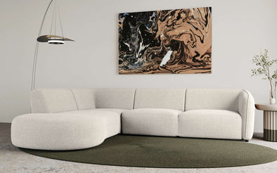 Colțar fix cu design modern Ostrup din buclee fildeș 250x273 cm