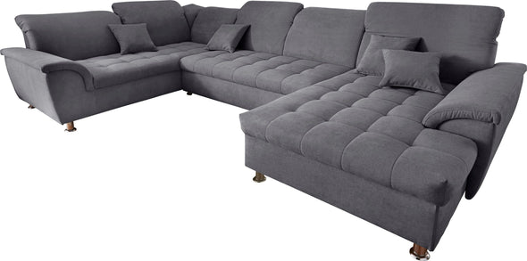 Colțar in forma de U Franzi gri extensibil cu depozitare 352x214 cm