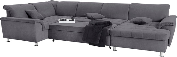 Colțar in forma de U Franzi gri extensibil cu depozitare 352x214 cm
