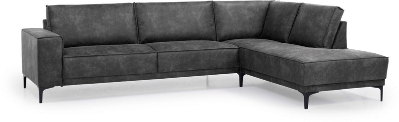 Coltar Oland cu tapiterie moale gri, picioare din metal, 289x210 cm - LunaHome.ro