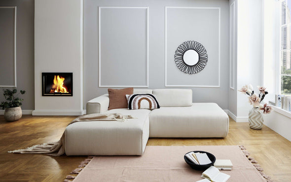 Coltar confortabil Noord crem cu design scandinav 227x161 cm