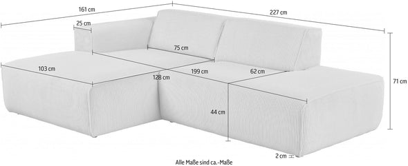 Coltar confortabil Noord crem cu design scandinav 227x161 cm