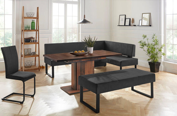 Coltar de bucatarie Oliver negru cu cadru metalic 140x180 cm - LunaHome.ro
