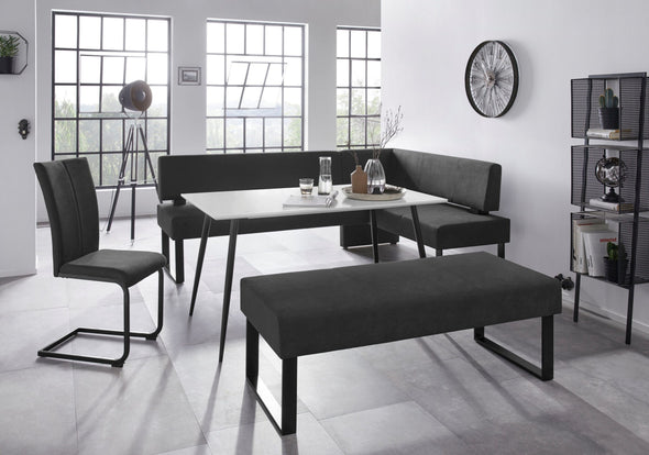 Coltar de bucatarie Oliver negru cu cadru metalic 140x180 cm - LunaHome.ro