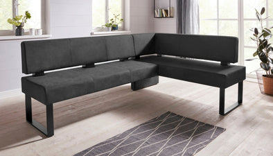 Coltar de bucatarie Oliver negru cu cadru metalic 140x180 cm - LunaHome.ro