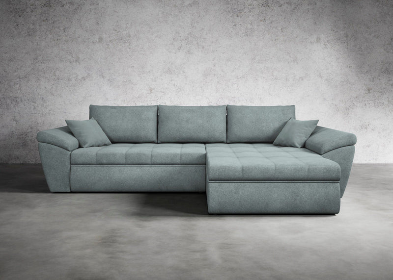 Coltar extensibil Eola cu depozitare si tapiterie gri, 292x183 cm - LunaHome.ro