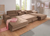 Coltar extensibil cu 2 lăzi, tetiere reglabile maro deschis 203x350 cm - LunaHome.ro