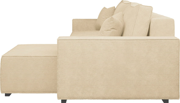 Coltar extensibil cu depozitare Winton din velur bej reversibil, 253x154 cm - LunaHome.ro