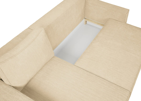 Coltar extensibil cu depozitare Winton din velur bej reversibil, 253x154 cm - LunaHome.ro