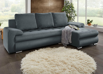 Coltar gri extensibil cu lada de depozitare 237x150 cm