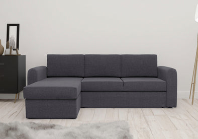 Coltar reversibil extensibil Delaware gri cu depozitare, 223x164 cm - LunaHome.ro