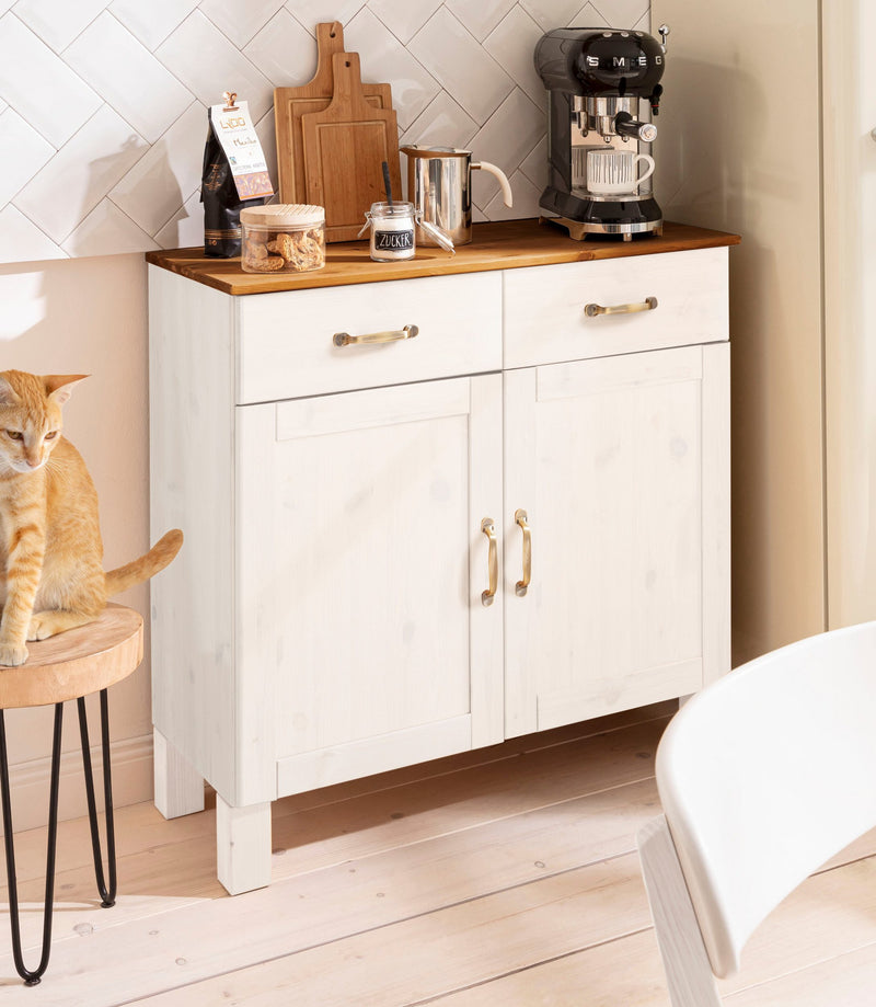 Comodă Alby din lemn de pin alb, ideală în bucătărie 85 cm - LunaHome.ro