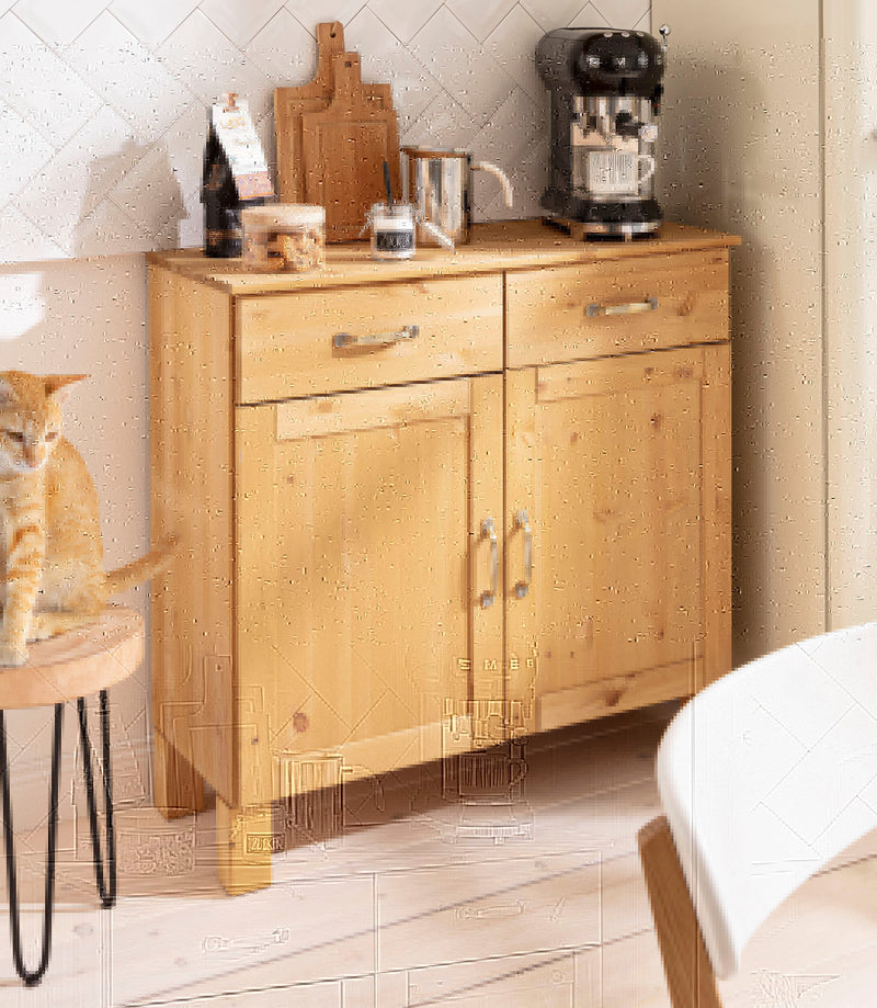 Comodă Alby din lemn de pin natur, ideală în bucătărie 85 cm - LunaHome.ro