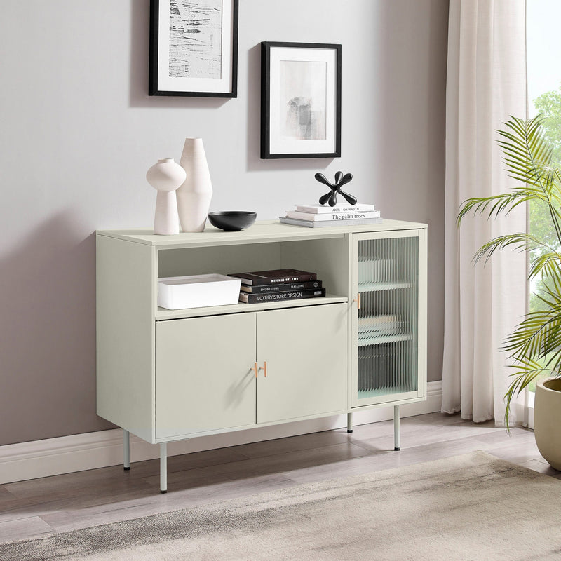 Comoda Aubres din metal si sticla minimalista 104 cm lățime - LunaHome.ro