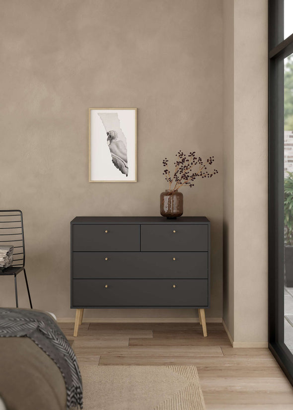 Comoda Bodo gri mat cu design scandinav 99 cm - LunaHome.ro