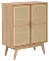 Comoda Bridget cu 2 usi cu tesatura de rattan scandinav 87 cm