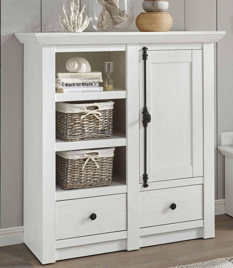 Comoda California alba cu aspect de lemn 105 cm latime - LunaHome.ro