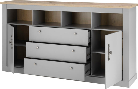 Comoda Chambord gri cu doua usi si 3 sertare 198 cm - LunaHome.ro