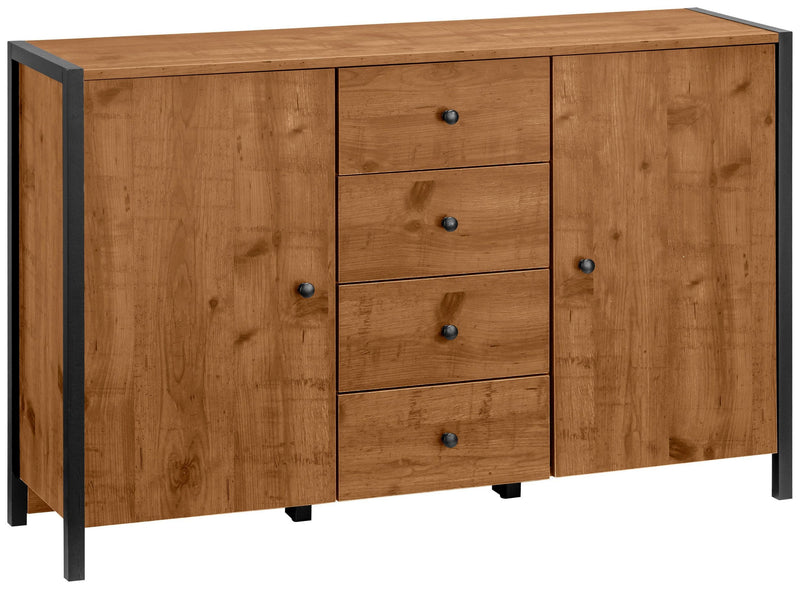 Comodă Chris cu 2 uși și 4 sertare culoare stejar pacific 120 cm - LunaHome.ro