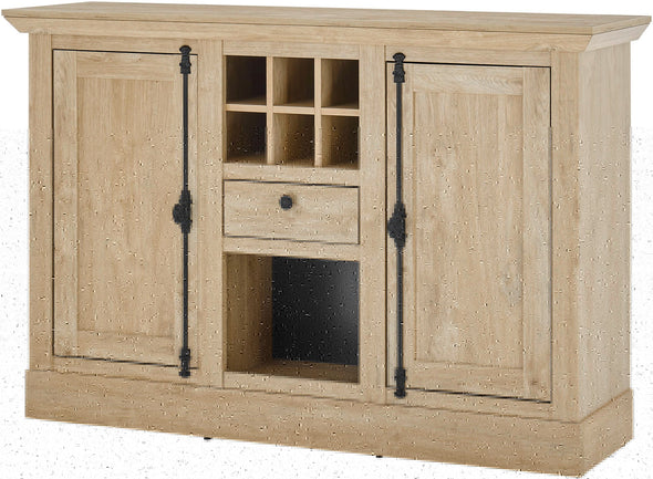 Comoda Cornwall rustica cu suport de vin culoare stejar 152 cm