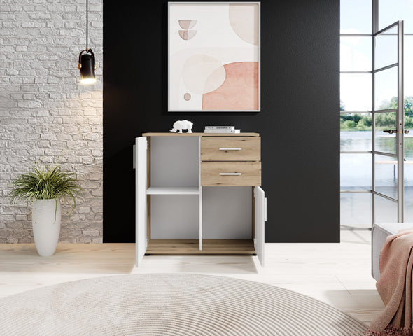 Comoda Drift cu design in doua culori 80 cm lățime - LunaHome.ro