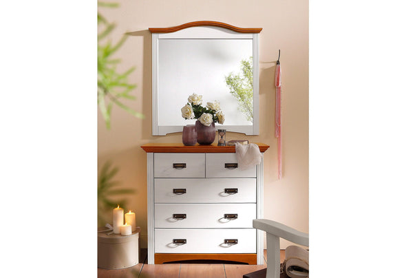 Comoda Konrad din lemn de pin alb rustic 94 cm - LunaHome.ro