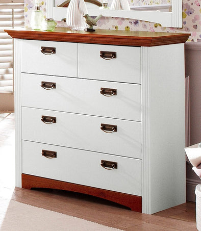 Comoda Konrad din lemn de pin alb rustic 94 cm - LunaHome.ro