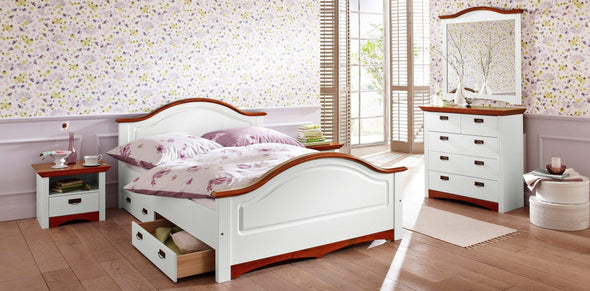Comoda Konrad din lemn de pin alb rustic 94 cm - LunaHome.ro