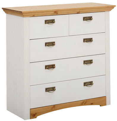 Comoda Konrad din lemn de pin alb rustic 94 cm - LunaHome.ro