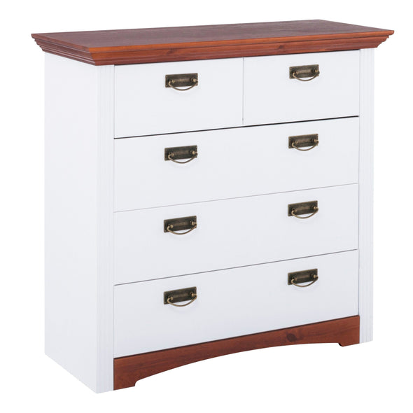 Comoda Konrad din lemn de pin alb rustic 94 cm - LunaHome.ro