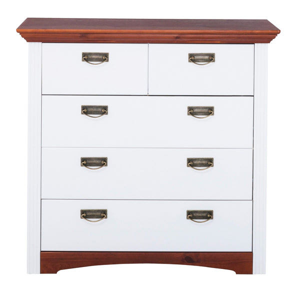 Comoda Konrad din lemn de pin alb rustic 94 cm - LunaHome.ro