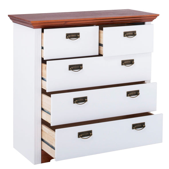 Comoda Konrad din lemn de pin alb rustic 94 cm - LunaHome.ro