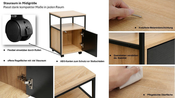 Comoda Korpo tip roll-box pe roti pentru birou 40 cm lățime - LunaHome.ro