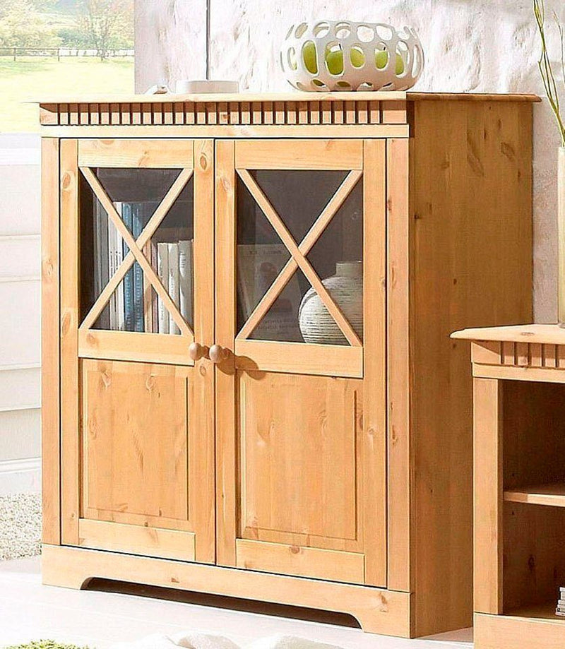 Comoda Lisa din lemn masiv de pin cu 2 usi, 105 cm latime - LunaHome.ro