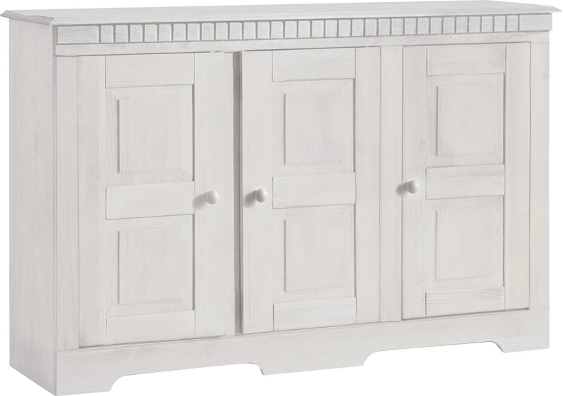 Comoda Lisa din lemn masiv de pin cu 3 usi, 122 cm latime - LunaHome.ro
