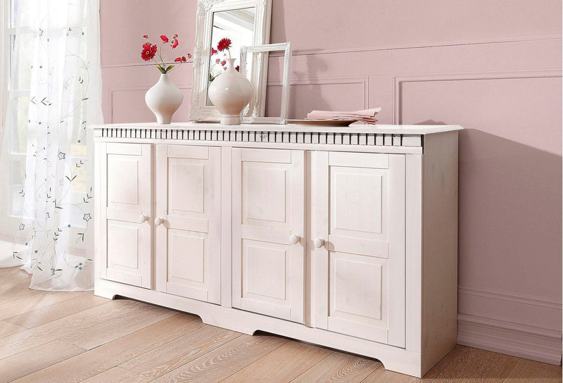 Comoda Lisa din lemn masiv de pin cu 4 usi, 158,5 cm latime - LunaHome.ro