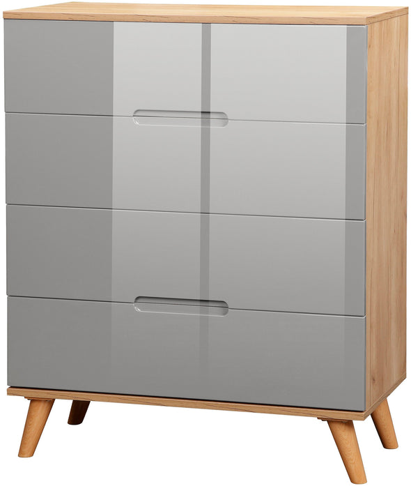 Comoda Lund cu fronturi gri lucios 76 cm lățime - LunaHome.ro