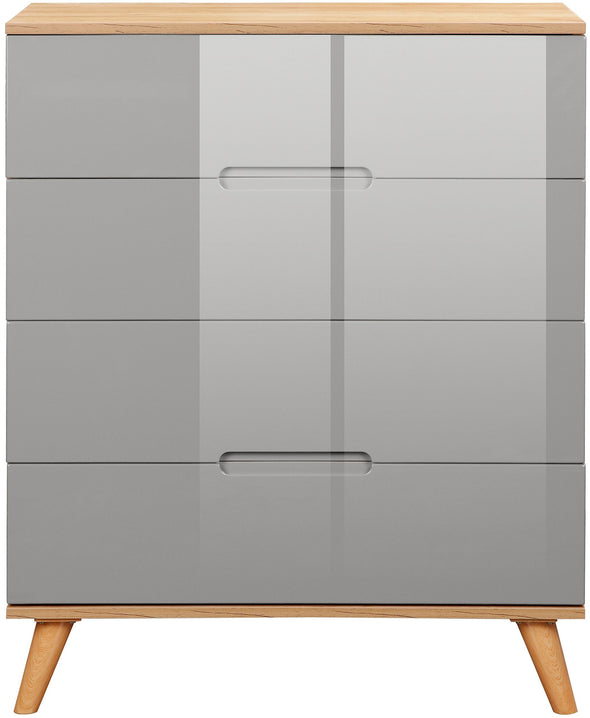Comoda Lund cu fronturi gri lucios 76 cm lățime - LunaHome.ro