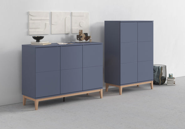 Comodă Maryd gri cu 3 usi design scandinav 120 cm