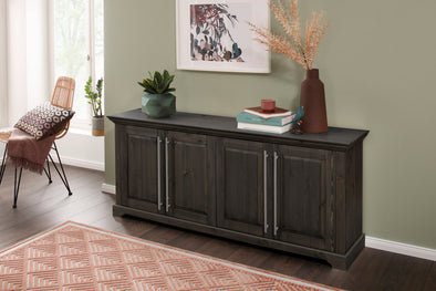 Comoda Meliss din lemn de pin maro închis cu 4 uși 171 cm