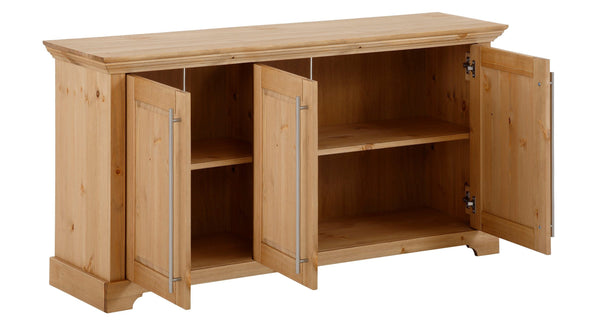 Comoda Meliss din lemn de pin natur cu 3 uși 132 cm - LunaHome.ro