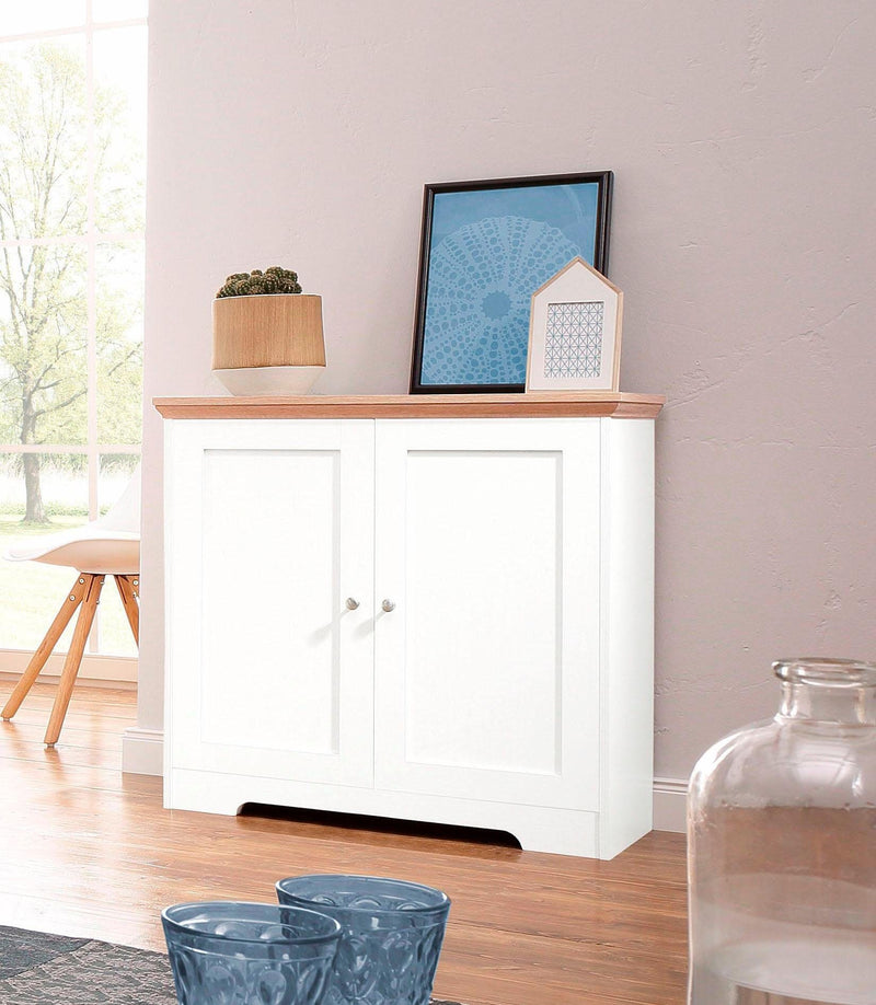 Comoda Nanna cu aspect de lemn alb, 82 cm latime - LunaHome.ro